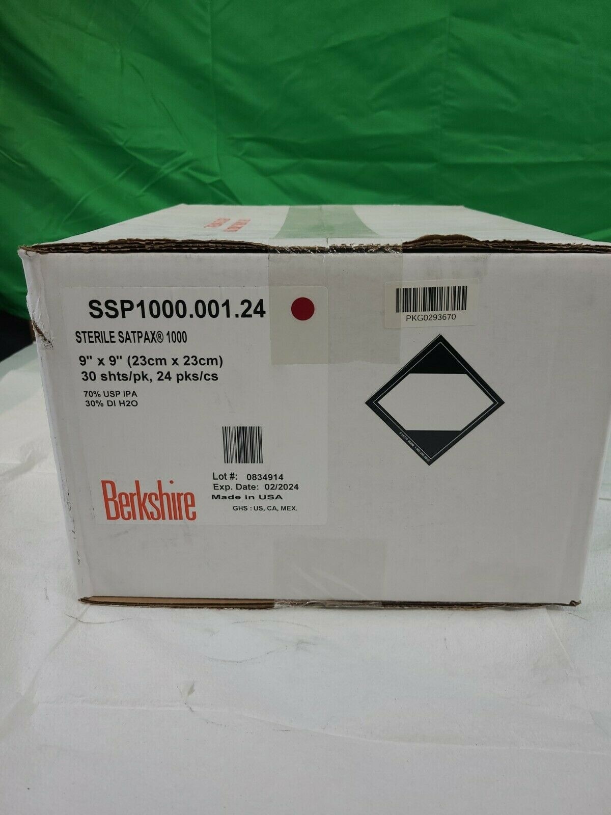 Berkshire SSP1000.001.24 Cleanroom Sterile Wipe-30 ct Pack-9″x9″-White-LOT OF 24