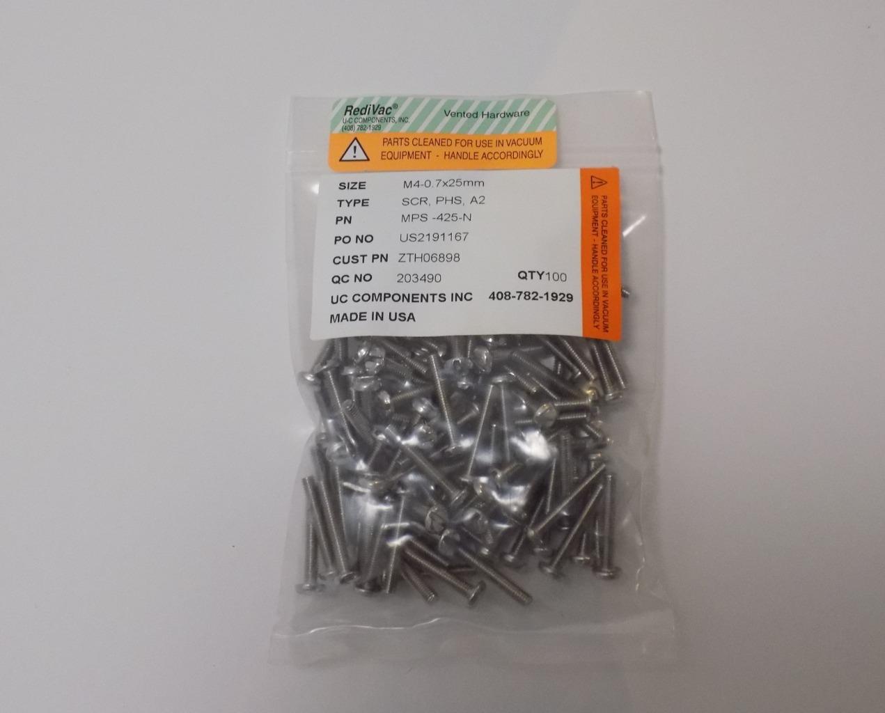 UC Components MPS-425-N Clean Room Screws M4-0.7x25mm 100-Pack