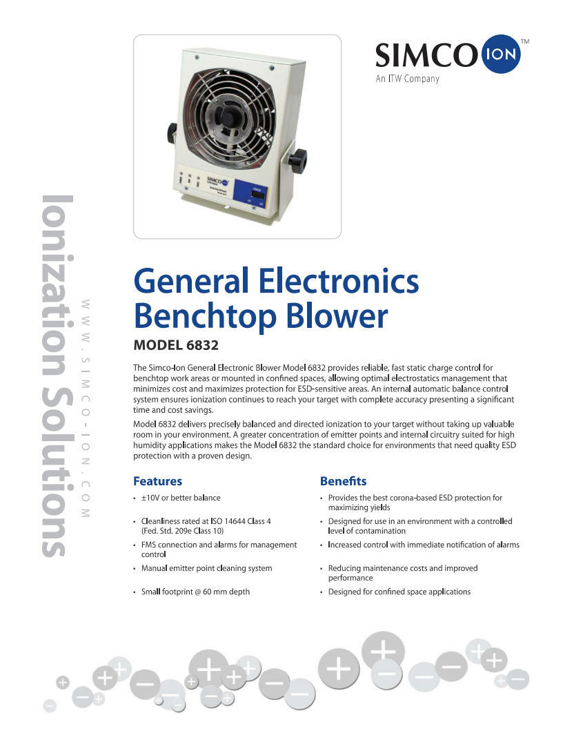 Simco-ION Cleanroom-Rated General Purpose Benchtop Ionizing Blower, 120V
