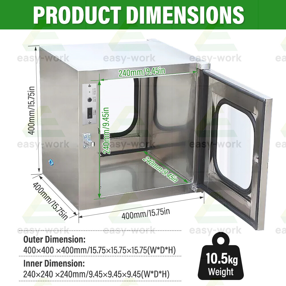Stainless Cleanroom Tech Pass Through Cleanroom Equipment Electronic Interlock