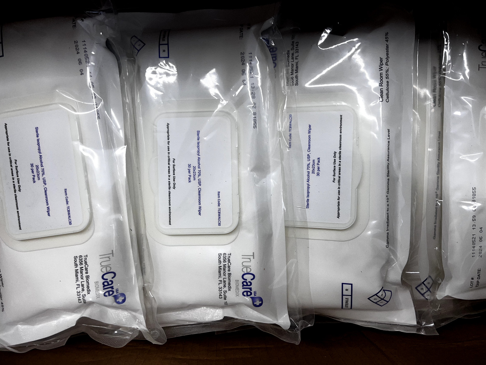 TrueCare TCBWALC30 Cleanroom Sterile Wipe-30 ct Pack 9″x9″ LOT OF 24 EXP 6/24