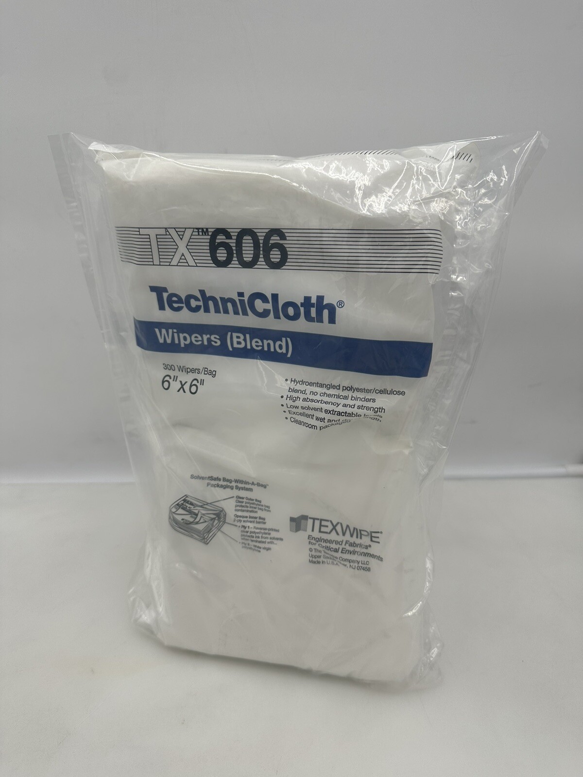 TECHNICLOTH TX606 Polyester/Cellulose Wipers Blend 6″x6″ 300Wipers/Bag NEW OEM