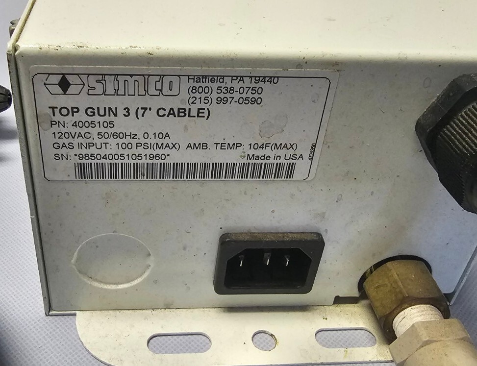 Simco-ION Top Gun 3 Low Balance Ionizing Air Gun with 7′ Cable/Hose, 120V – Used