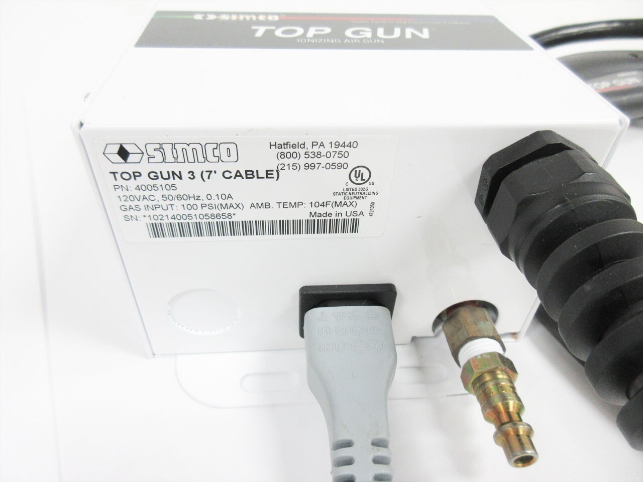 SIMCO-ION 4005105 TOP GUN 3 IONIZING AIR GUN WITH 7′ CABLE