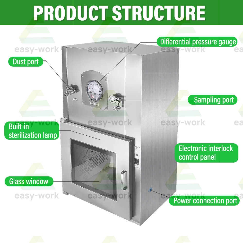 304 Stainless Steel Cleanroom Air Shower Dynamic Pass Box Lab Pass Through
