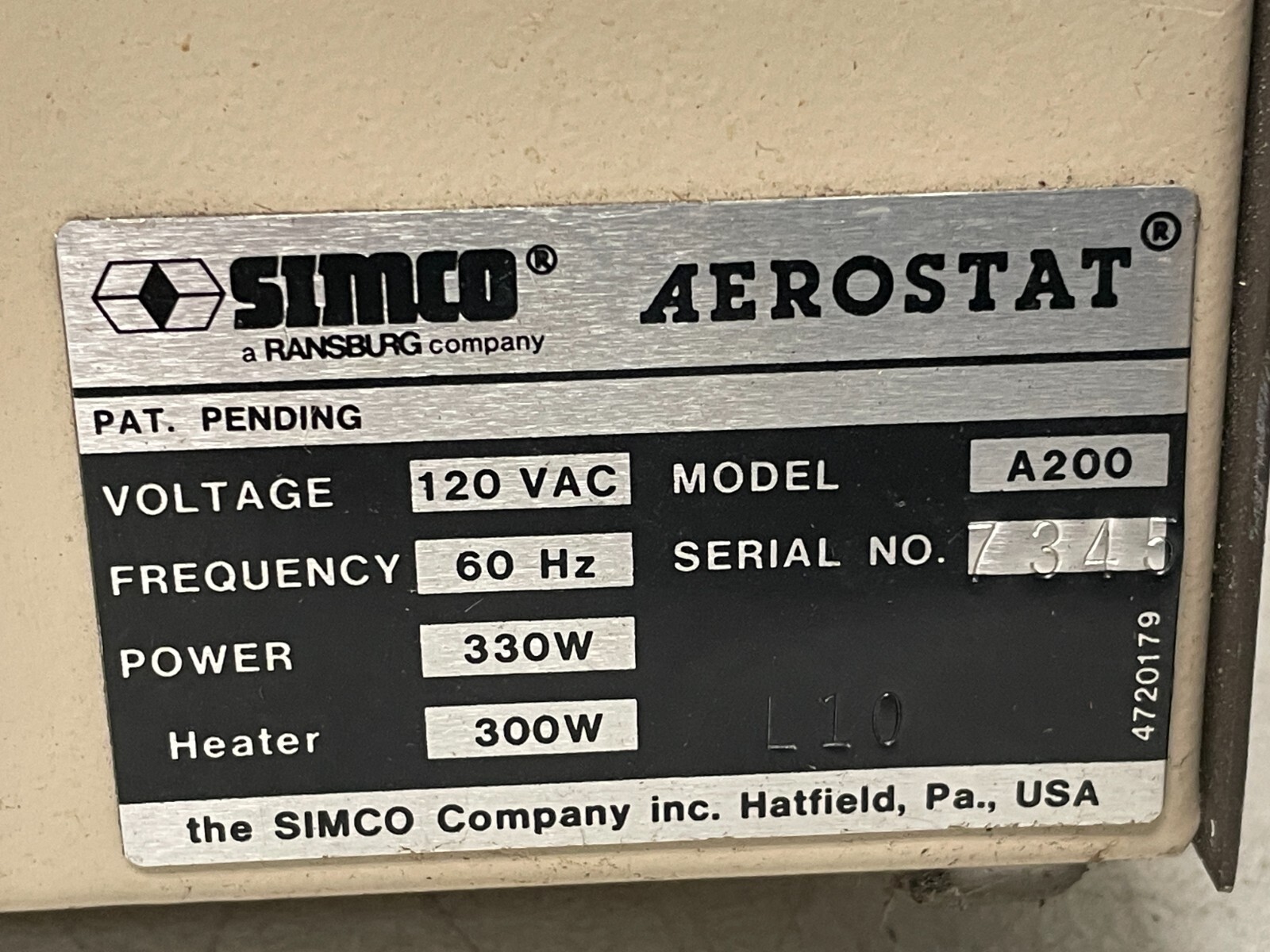 SIMCO A200 ADJUSTABLE AIR IONIZING BLOWER