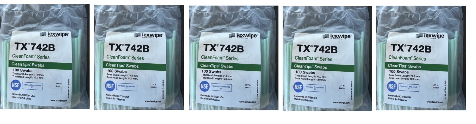Texwipe Small TX N742B Rigid Tip Series CleanTips Swabs 100 Each Bag =500 Lot