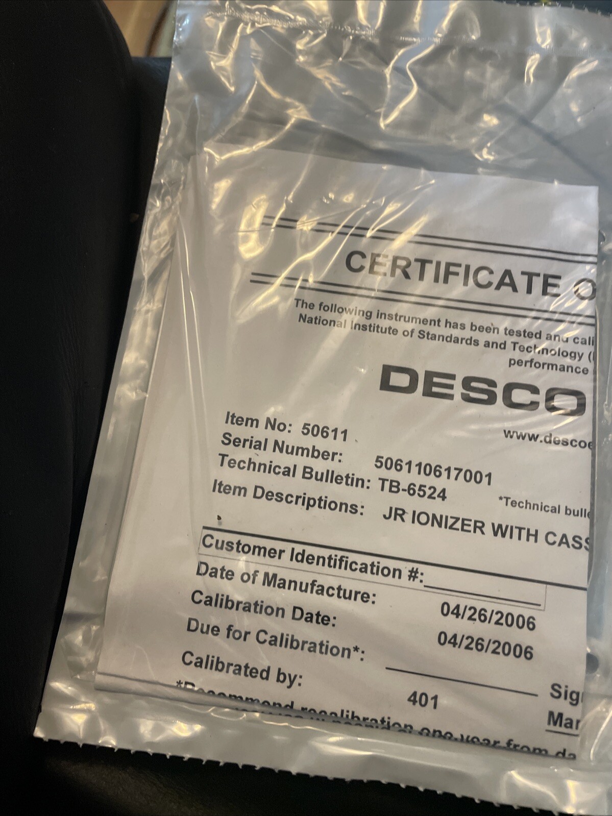 Desco Emit 50611 Portable Ionized Air Blower With Cassette New