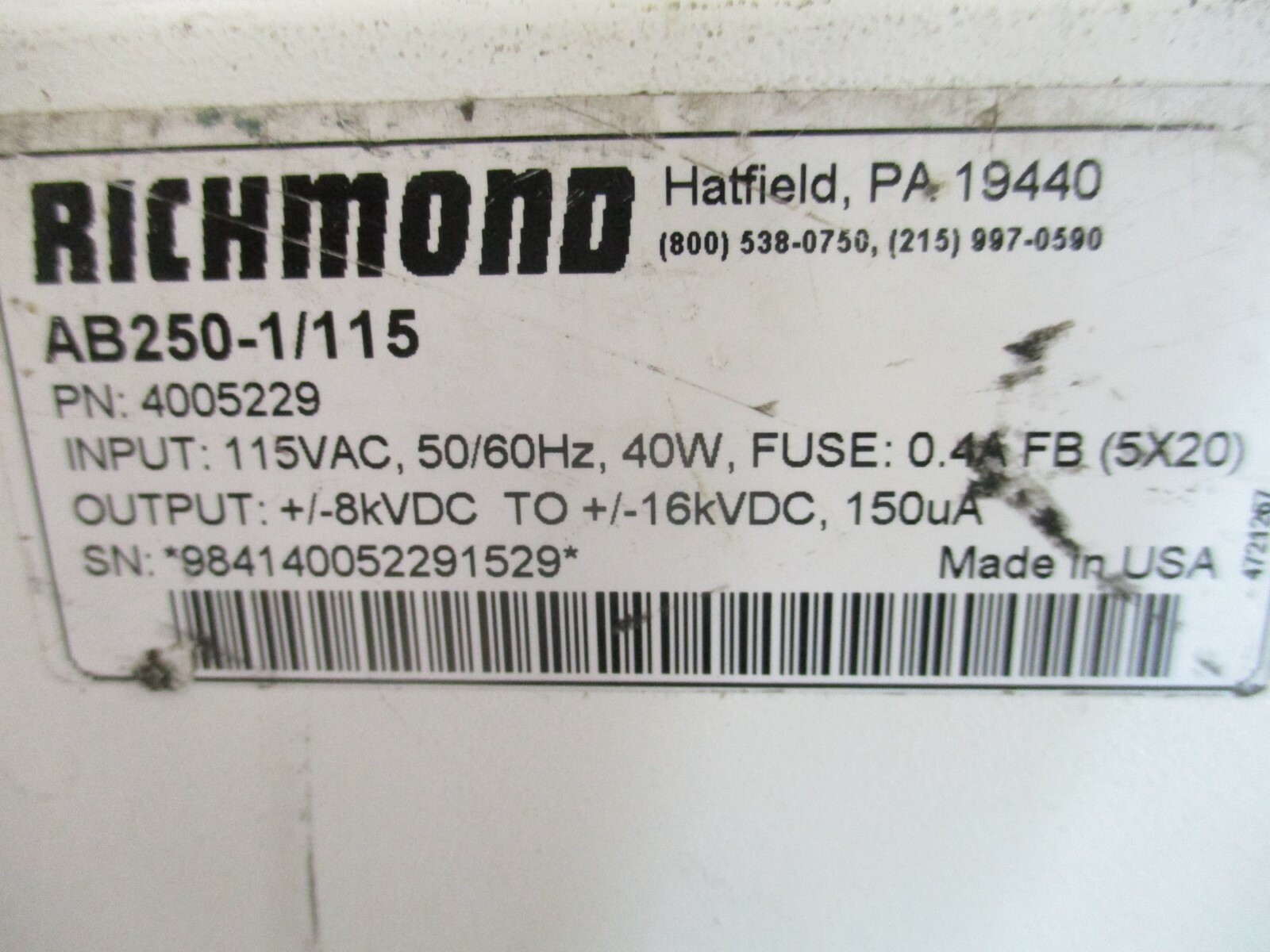 Richmond AB 250 AutoBalance PulseFlow Controller 4005229 AB250-1/115