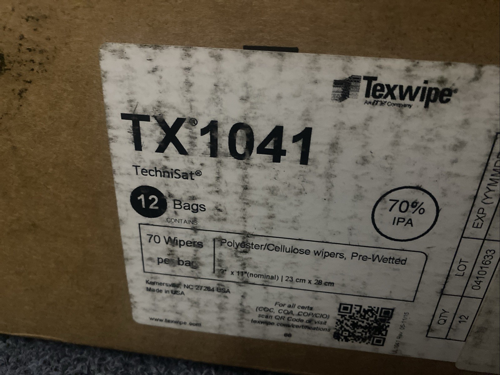 Texwipes TX1041 Cleanroom Wipers – 840 Count