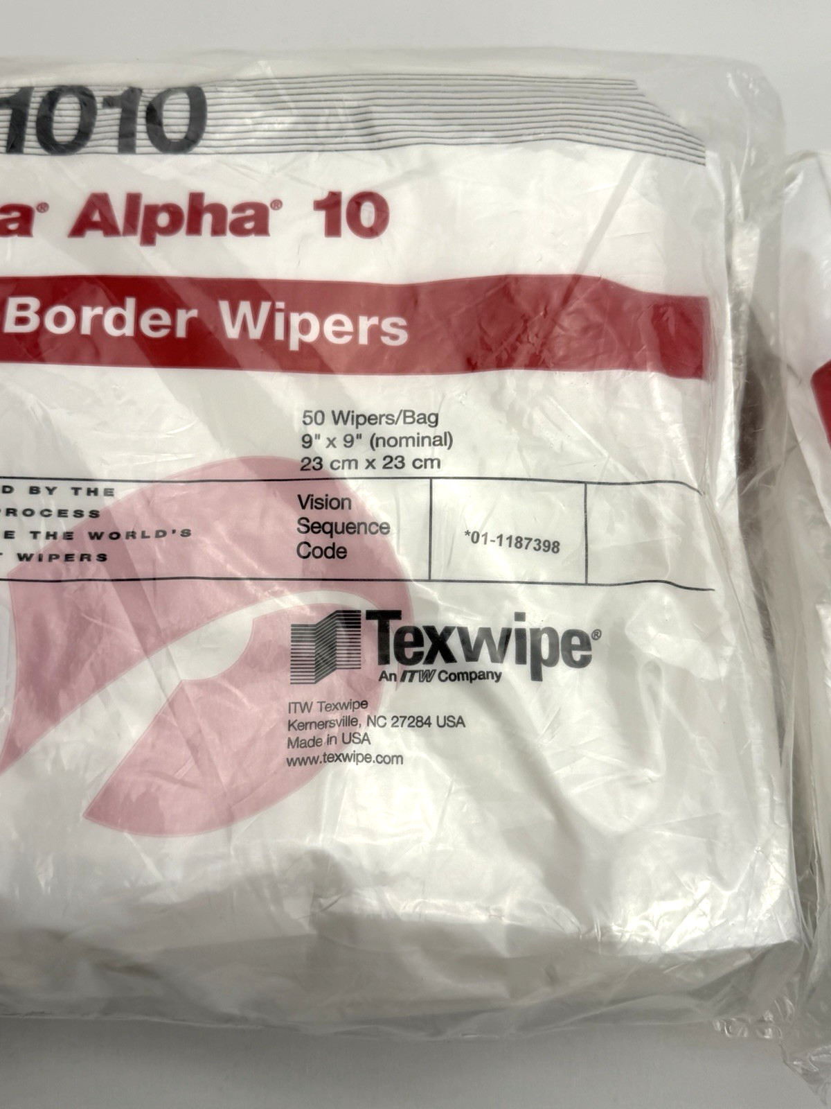 Lot of 200 Texwipe TX1010 Vectra Alpha 10 Dry Cleanroom Wipers Non-Sterile 9″x9″