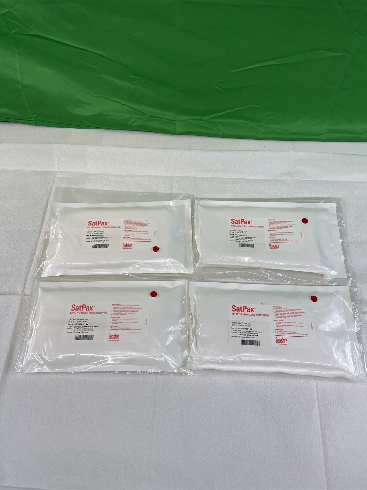 Berkshire SSP1000.001.24 Cleanroom Sterile Wipe-30 ct Pack-9″x9″-White-LOT OF 4