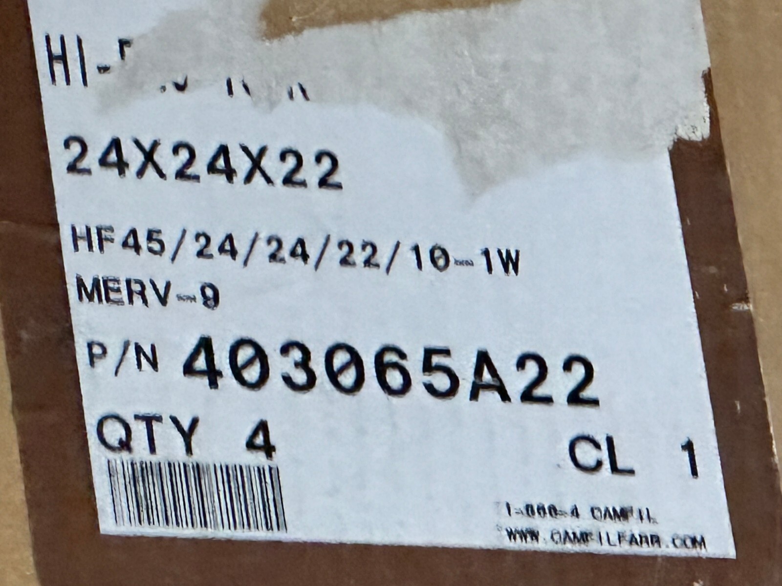 Camfil Farr 403065A22 HVAC Filter Bag 24x24x22 MERV 8 (Box of 4)