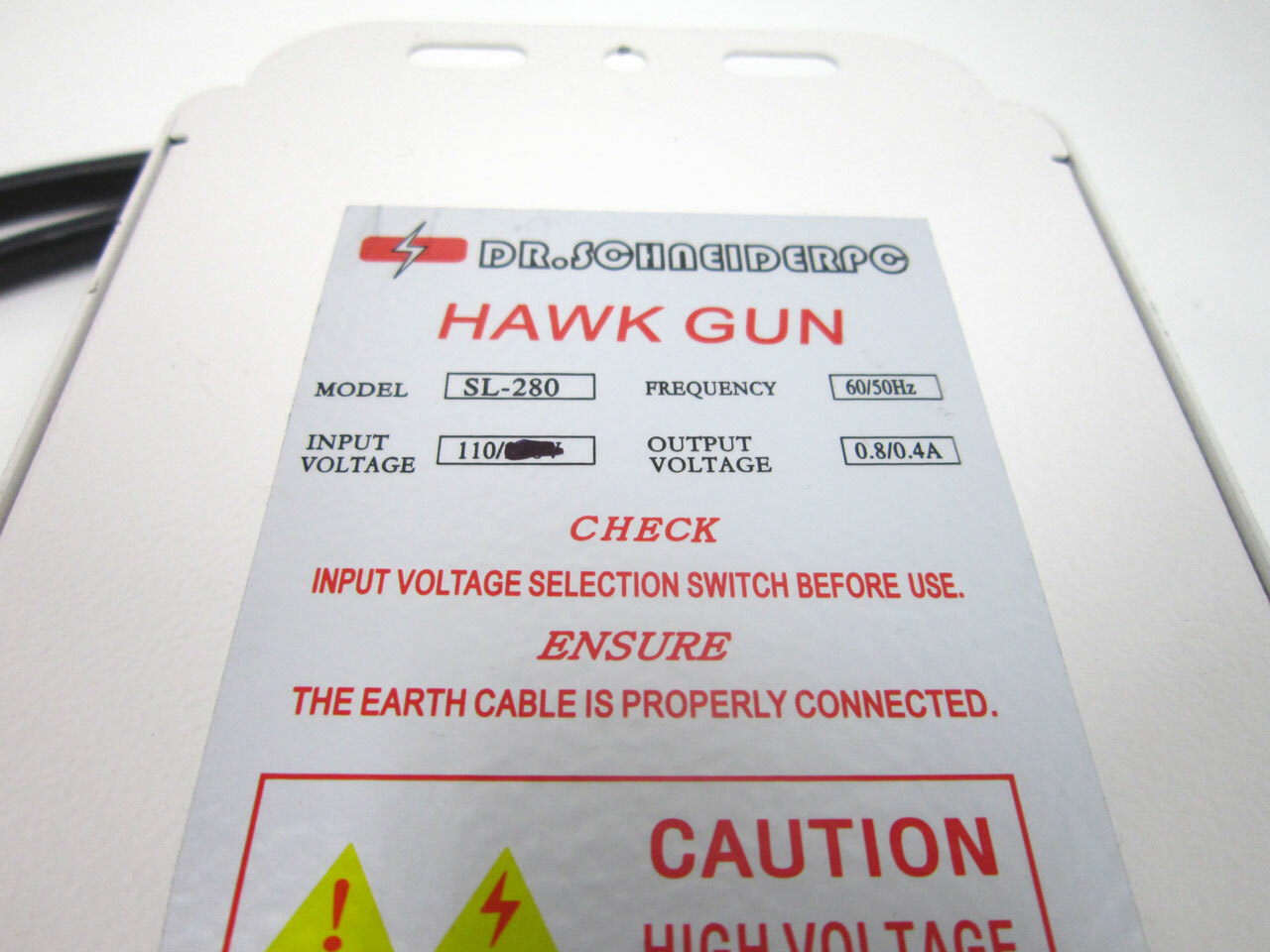 D. R. SCHNEIDER HAWK GUN SL-280 IONIZING AIR GUN 110V