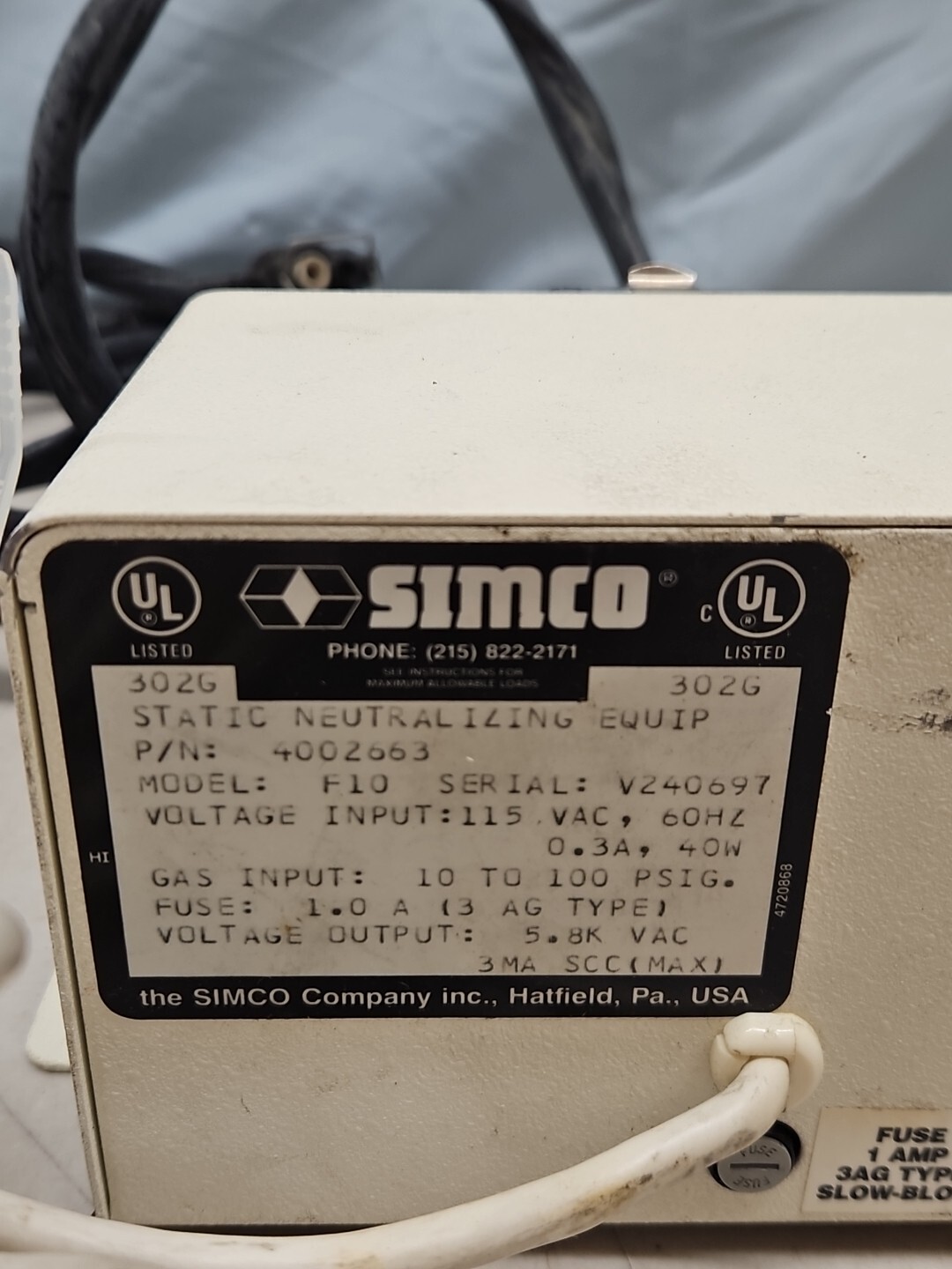 Vintage Simco Top Gun 302G Static Neutralizing Blow Off Gun 4002663 F10 GAS VHTF