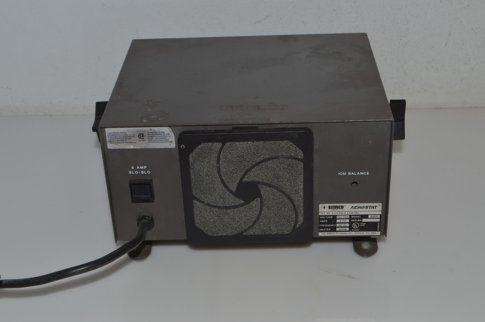 SIMCO AEROSTAT MODEL A300 IONIZED HEATED VARIABLE SPEED AIR BLOWER (IML3)