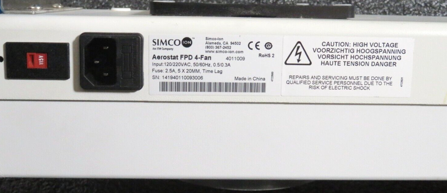 Simco-Ion 4011009 Aerostat FPD 4-Fan Overhead Ionizer (Power Tested)