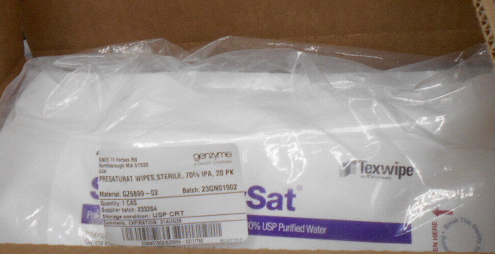 Texwipe TX3216 Sterile Wipes LP 9”X11” (Nominal) 3 Bags of 20 each – Total of 60