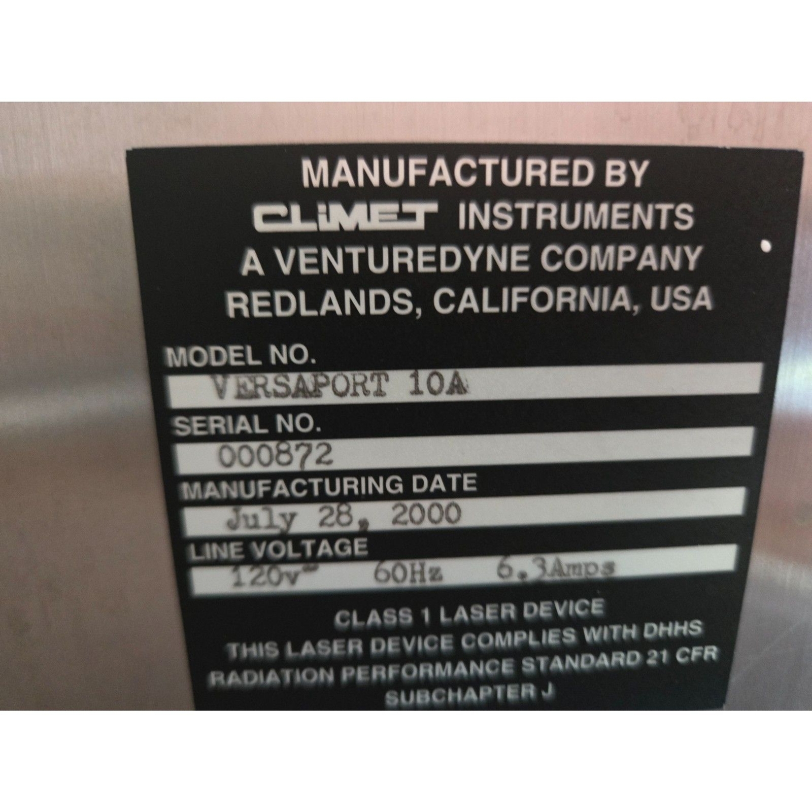 CLIMET VERSAPORT 10A Model Class 1 Laser Device Cleanroom Particle Counter-Works