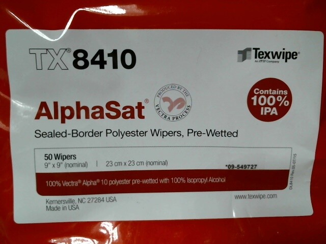 TX8410 TEXWIPE AlphaSat 9″x9″ Polyester Cleanroom Wiper Pre-Wetted 100% IPA 50PK