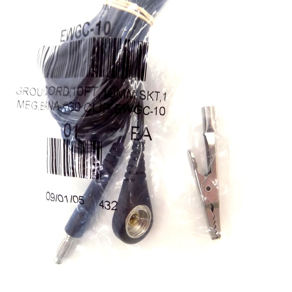 (Lot of 30) NEW EWGC-10 10′ Wrist Strap Ground Cords w/ Alligator Clip