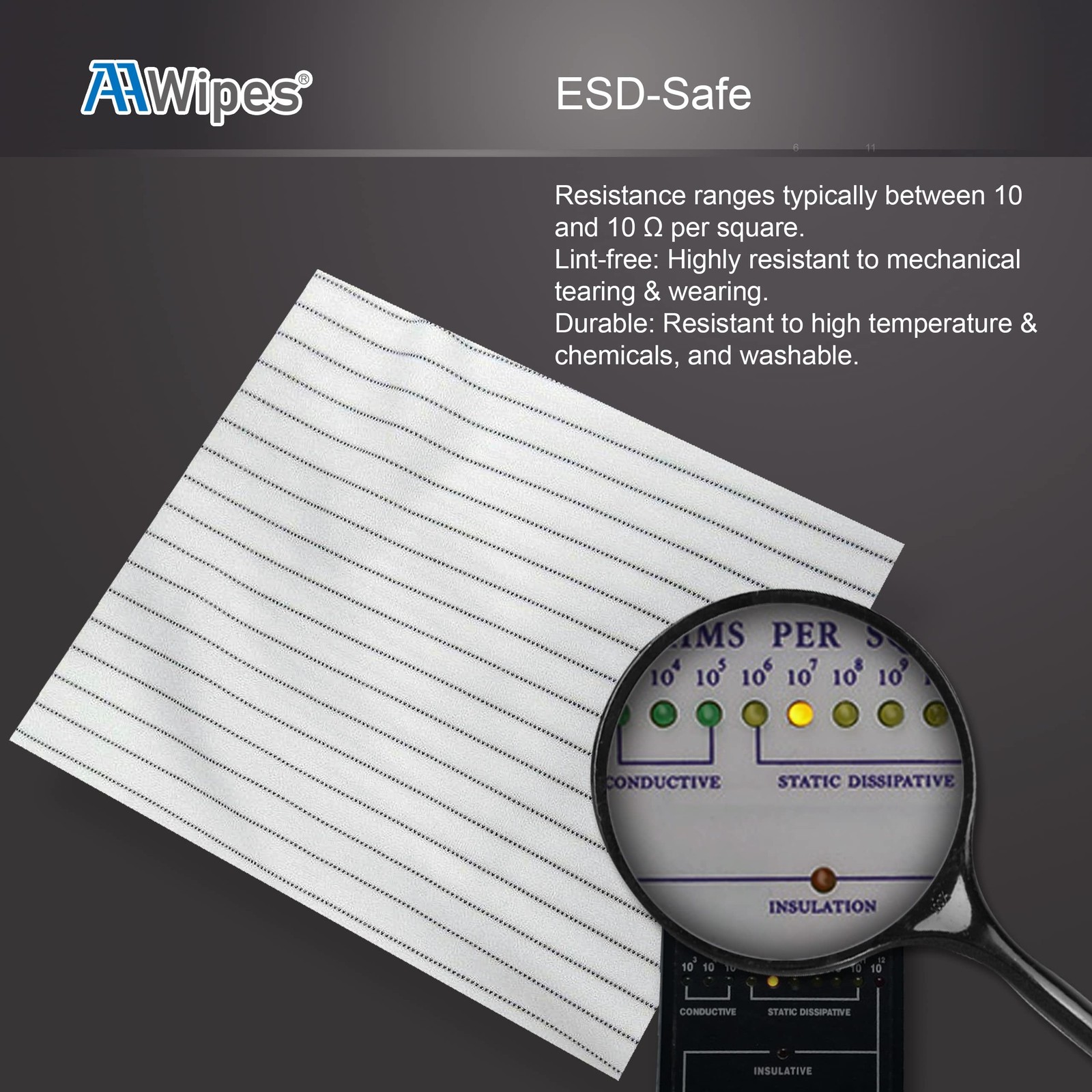 ESD-Safe Wipes (9″x9″, 100 pcs) – Lint-Free Cleanroom Cloth Wipers, Polyester…