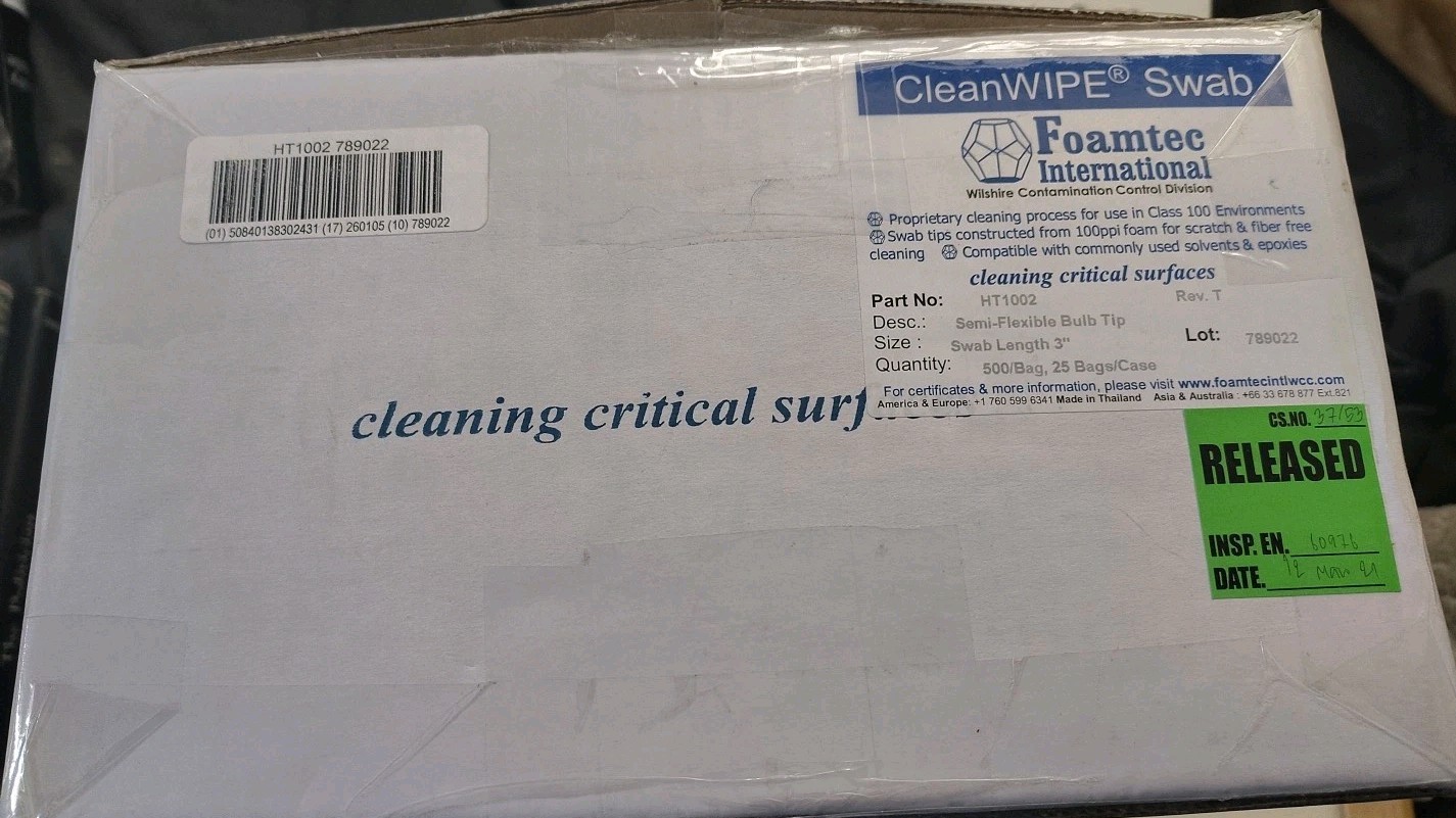 CleanWIPE Swab Foamtec 3″ 12,000ct Case HT1002 New Sealed Foamtec