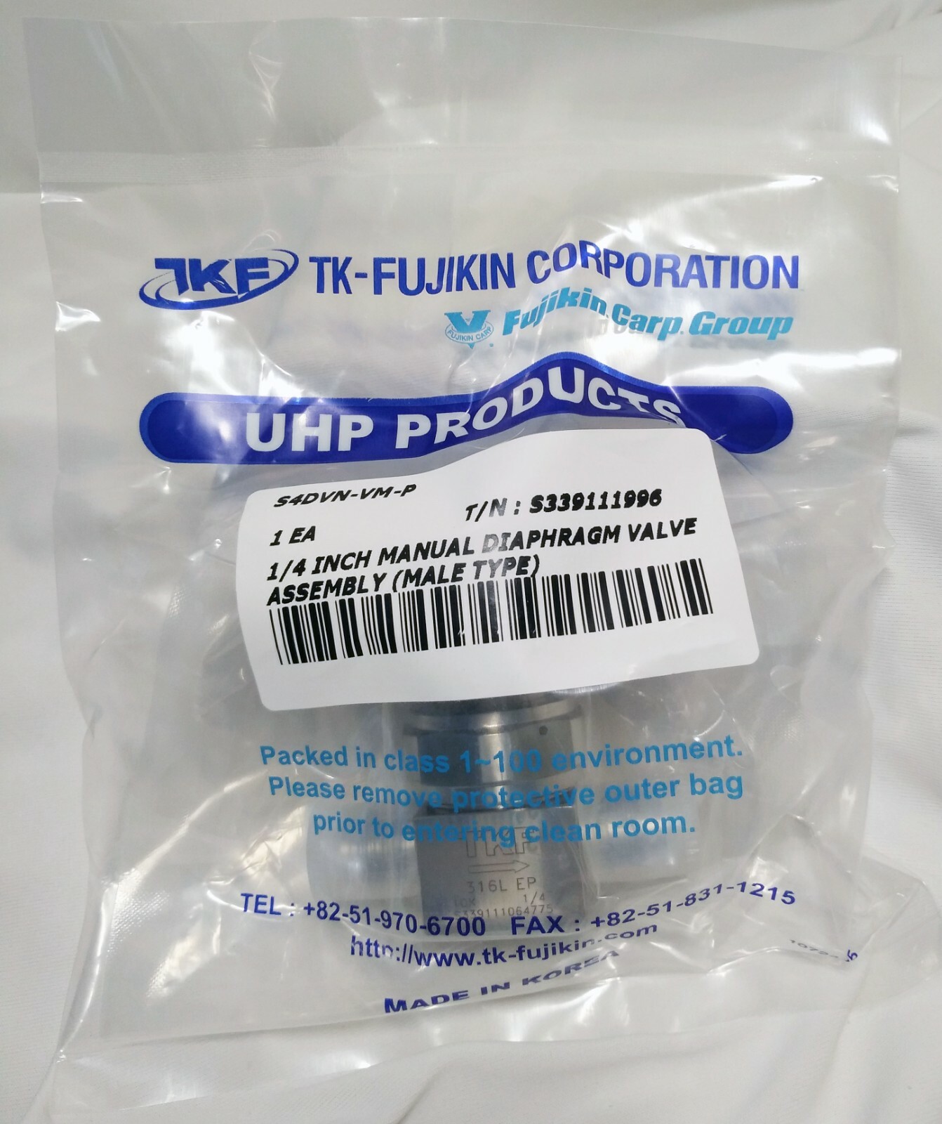 TKF Manual Diaphragm Valve,1/4″ MVCR (Similar 6LVV-DPVR4-P) 0.3Cv, 4.5mm Orifice