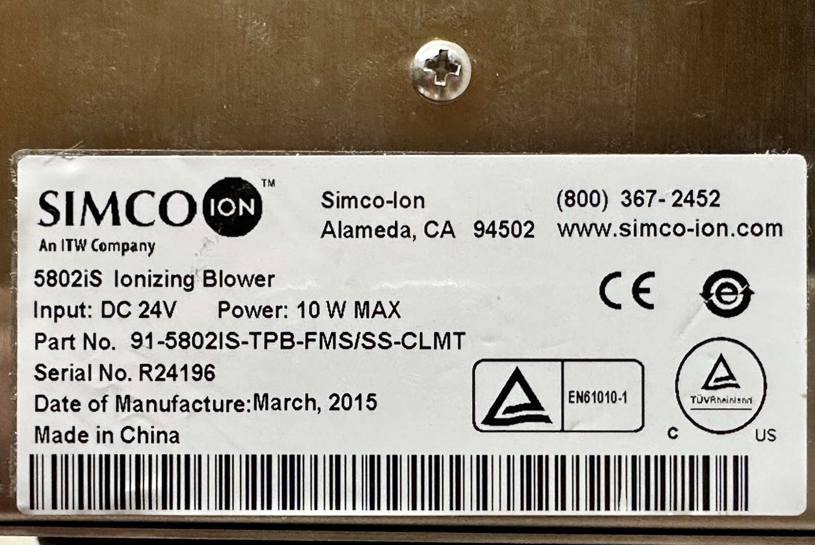 SIMCO ION 5802iS Ionizing Blower W/ Remote Monitoring / Tighter Ion Balance