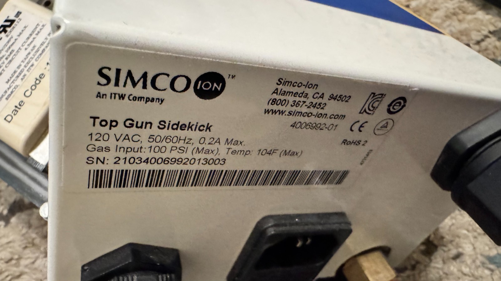 Simco-Ion Top Gun 3 Low Balance Ionizing Air Gun with Sidekick, 120V 4006992-01
