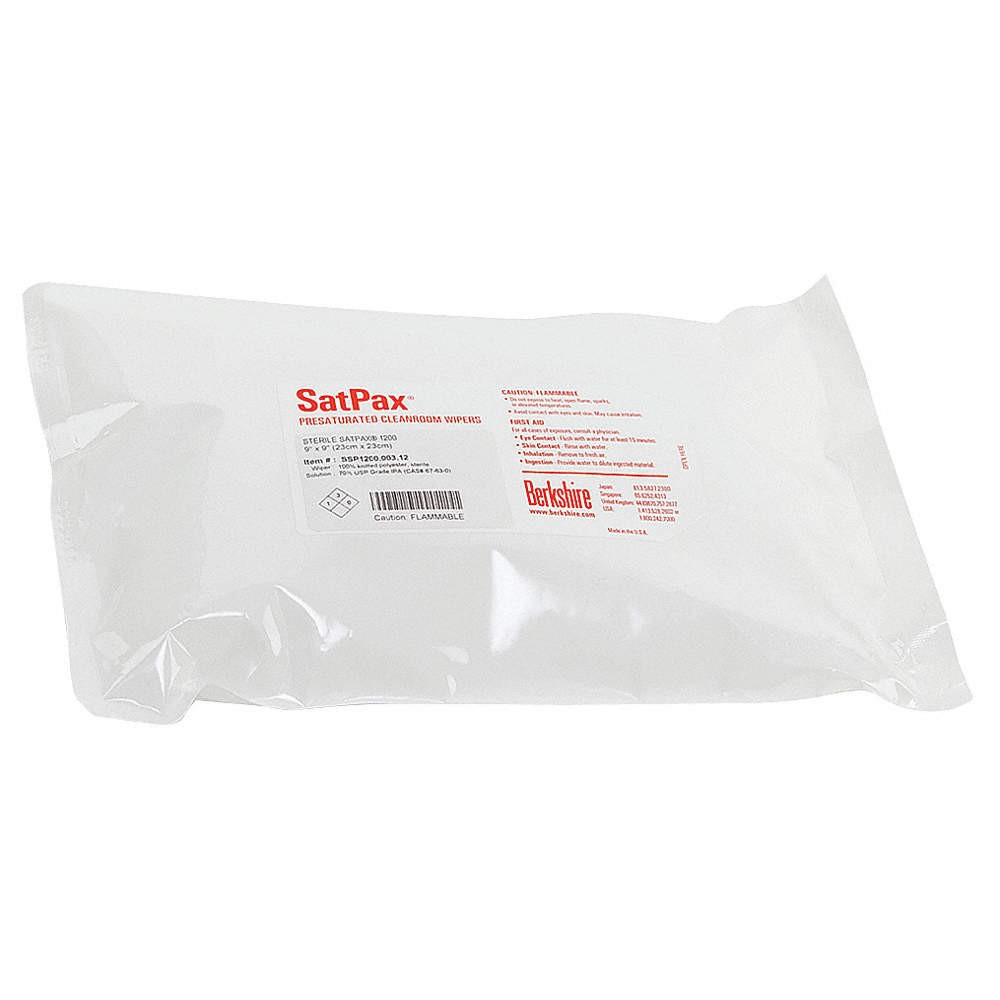 BERKSHIRE 46D095 PK 12 Cleanroom Sterile Wipes,9″ x 9″,30 ct 46D095