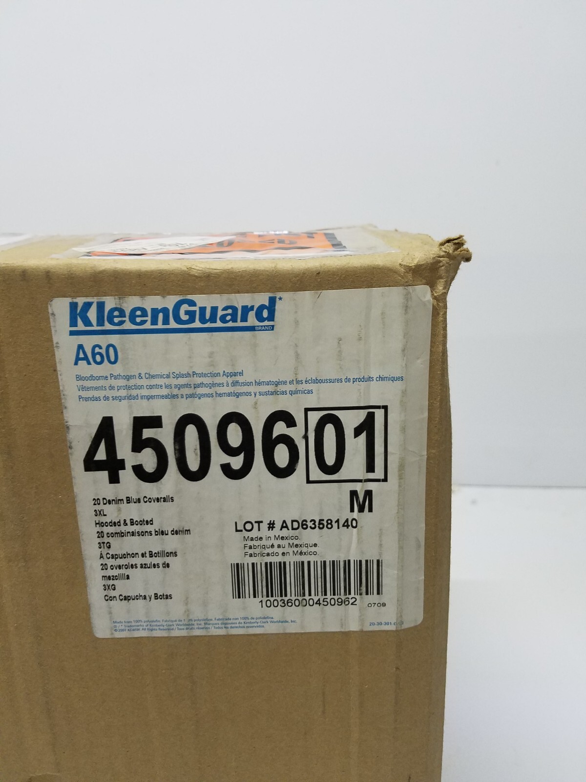 20x KleenGuard A60 Bloodborne Pathogen & Chemical Protection Coveralls 3XL