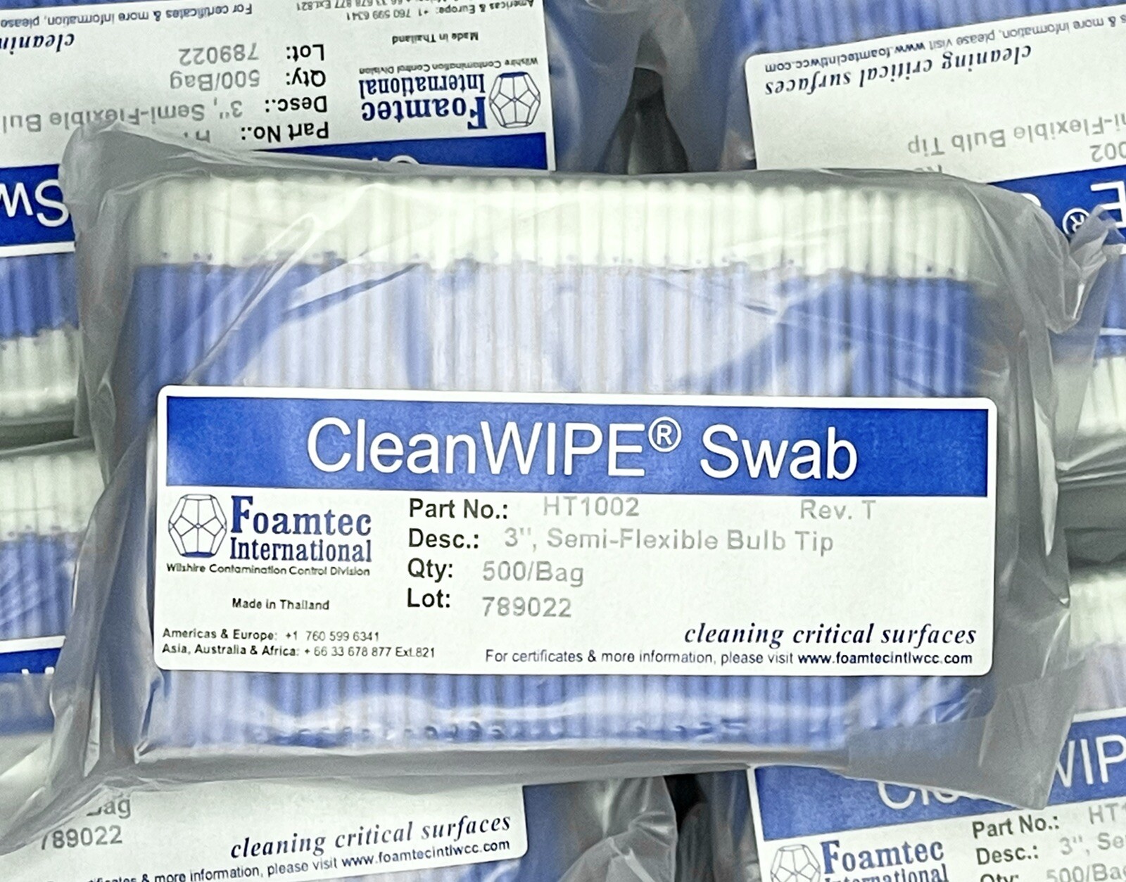 (1) CleanWIPE Swab Foamtec 3″ 500/bag HT1002 Sealed Semi Flex Bulb Tip Foamtec